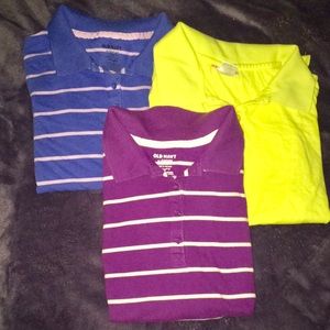Group of 3 XL girls polo shirts- 2 striped